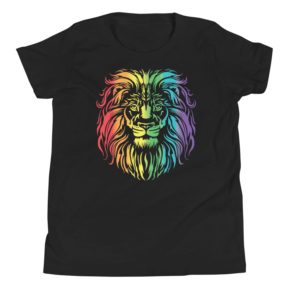 Heart of a Lion Pride Youth Tee Black/Rainbow